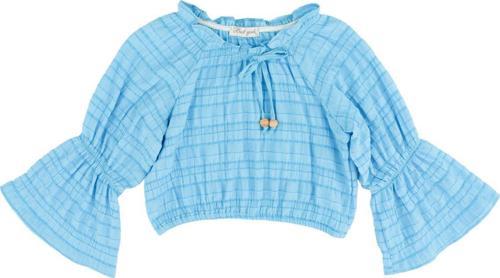 İSPANYOL KOL DETAYLI MADONNA YAKA BLUZ Turkuaz