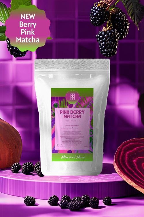 Pink Berry Matcha - Böğürtlen Aromalı Pembe Superfood Matcha Tozu, 100 Gr