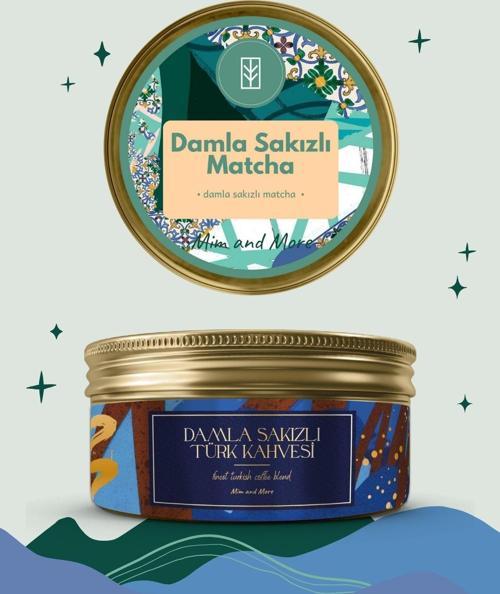 Traditional Mastic Harmony Set-Damla Sakızı Aromalı Türk Kahvesi, Matcha 2'Li Set