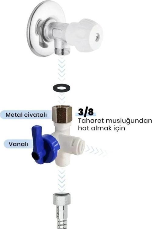 Su Arıtma Cihaz Hat Alma Aparatı 3/8 6 Mm Bağlantı Combo