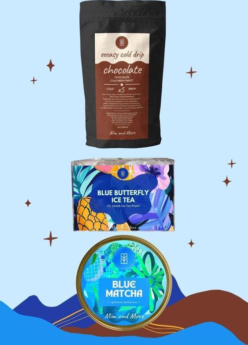 Blue Chill Pack - Chocolate Easy Cold Drip, Blue Butterfly Ice Tea Pack, Blue Matcha 3'Lü Yaz Paketi