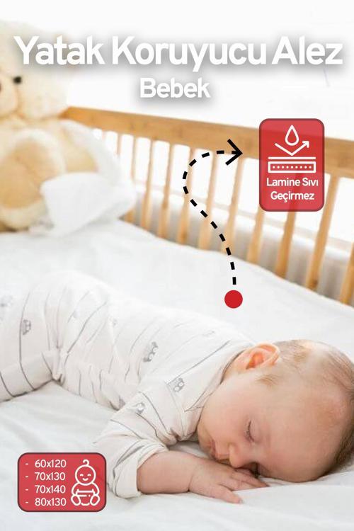 | Pamuk Sıvı Geçirmez Bebek Yatak Koruyucu Alez | Beşik Kreş Yatak Alezi | Fitted Çarşaf | 