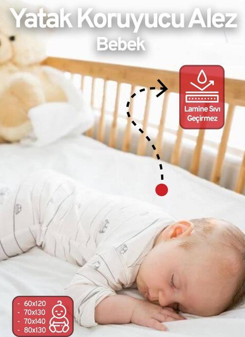 | Pamuk Sıvı Geçirmez Bebek Yatak Koruyucu Alez | Beşik Kreş Yatak Alezi | Fitted Çarşaf | 