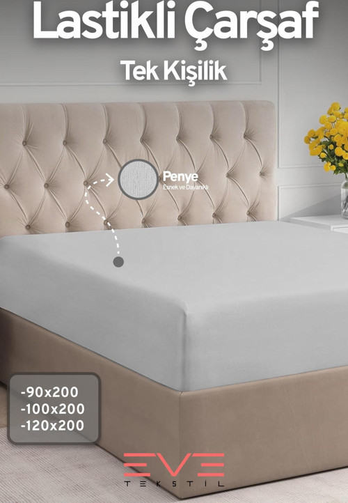 Fitted Yüksek Kaliteli Penye Kumaş Tek Kişilik Lastikli Çarşaf