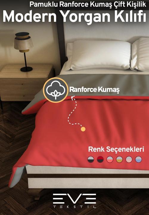 Ranforce Kumaş Çift Kişilik Antialerjik Modern Nevresim Çift Taraflı Yorgan Kılıfı 200x220 Cm 