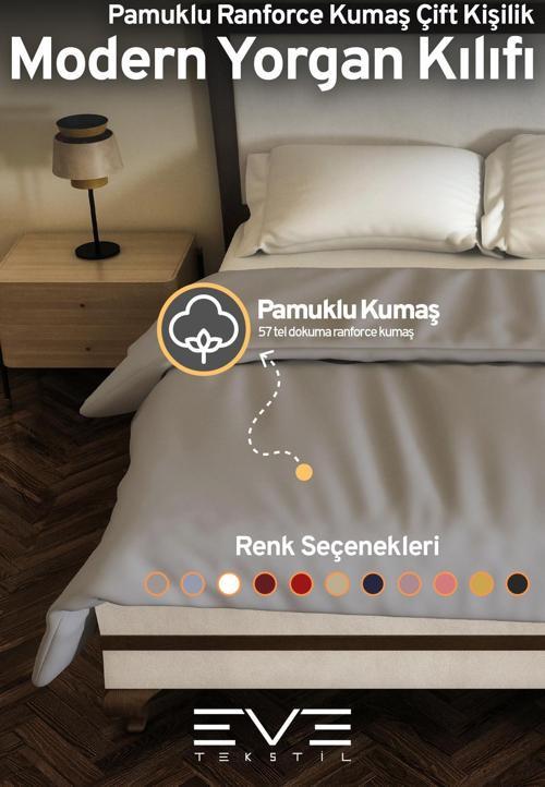 Pamuklu Ranforce Kumaş Çift Kişilik Antialerjik Modern Nevresim Yorgan Kılıfı 220x240 Cm 