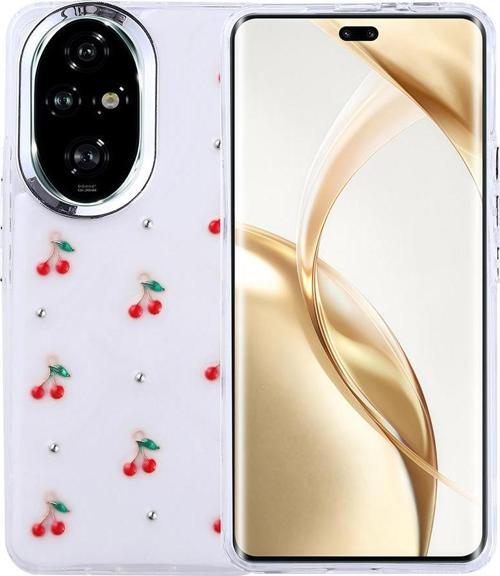Honor 200 Pro Uyumlu Kamera Korumalı Kiraz-Fiyonk Figürlü Silikon Kapak