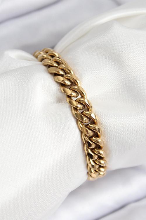 Klasik Kalın Zincir Model Gold Renk Kadın Bileklik - EBJ250816W37537