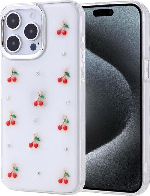 iPhone 16 Pro Uyumlu Kamera Korumalı Kiraz-Fiyonk Figürlü Silikon Kapak