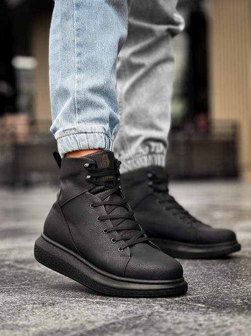 Yüksek Taban Ayakkabı B-080 Siyah (Siyah Taban)