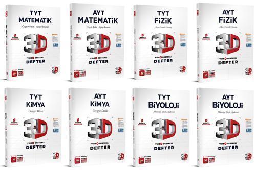 3D Yayınları 2024 Tyt Ayt Matematik + Fizik + Kimya + Biyoloji Video Destekli Defteri Seti 8 Kitap