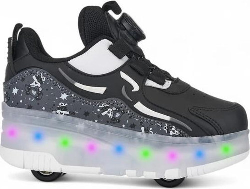 Siyah Işıklı Patenli Ortopedik Unisex Çocuk Spor Ayakkabı Nils