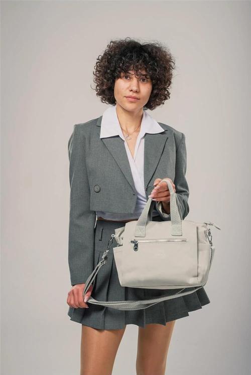 Açık Gri Kadın El ve Omuz Çantası 17963