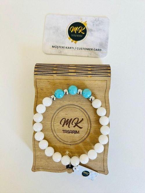 GERÇEK AYTAŞI - MAVİ TURKUAZ  TAŞI BİLEKLİK MK.37.005