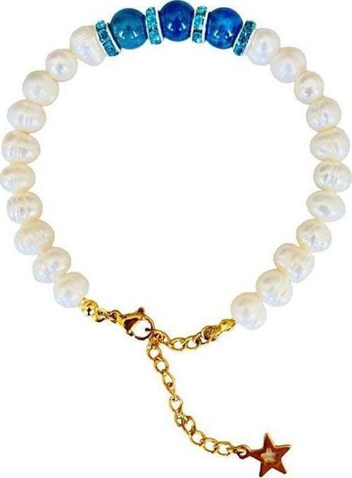 Gerçek Inci - Gerçek Apatit Taşı Bileklik -taşların Rengi Kendi Rengidir, Boya Değildir-mk.025.001