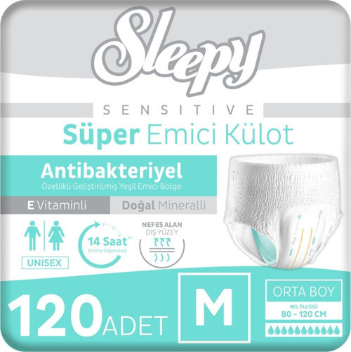 Sensitive Antibakteriyel Emici Külot Medium 30x4 120 Adet