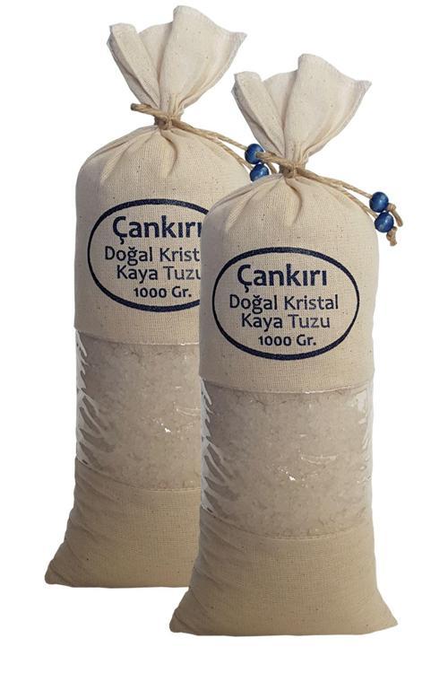 Çankırı Tuzu 2 Kg. (1KG.X2AD.) Bez Torbada Iri Taneli Çankırı Tuz Kristal Kaya Tuzu Orijinal Çankırı