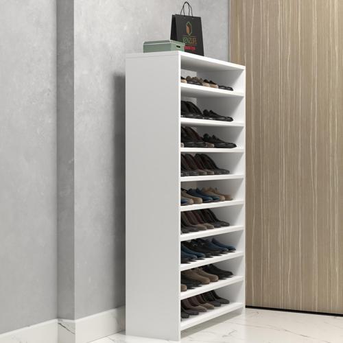 ayakkabılık konevi mat beyaz suntalam 140*080*30 otuzaltı çift ayakkabı kapasitesi arkalıksız