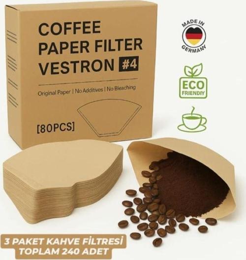 Filtre Kahve Kağıdı No:4 80'Li (3 Paket 240 Adet) Vcw