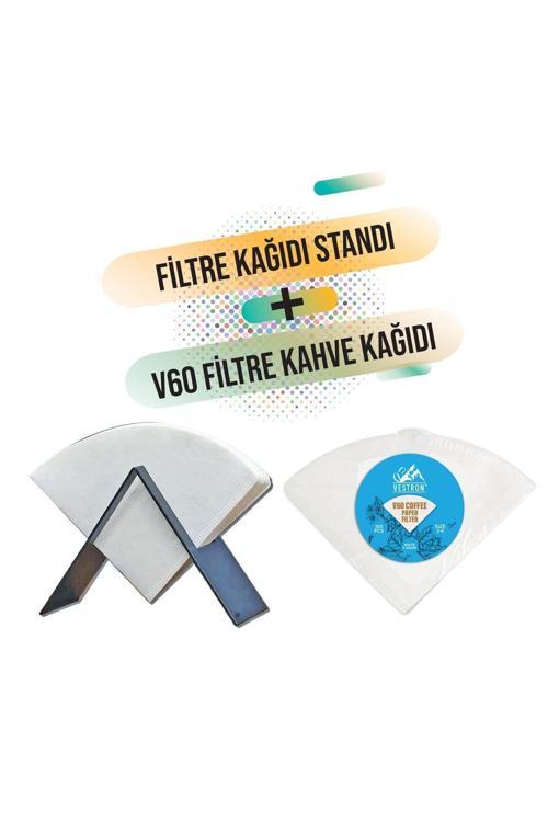 Filtre Kağıdı Tutucu Metal Stand Ve V60 Filtre Kağıdı 100Adet