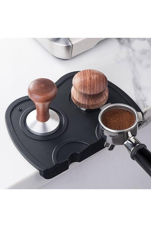 Espresso Barista Tamper Temper Tamping Mat Düz Taban Siyah Silikon 2Li