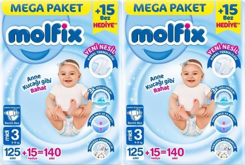 Bebek Bezi Beden:3 (4-9KG) Midi 280 Adet Mega Ekonomik Fırsat Pk