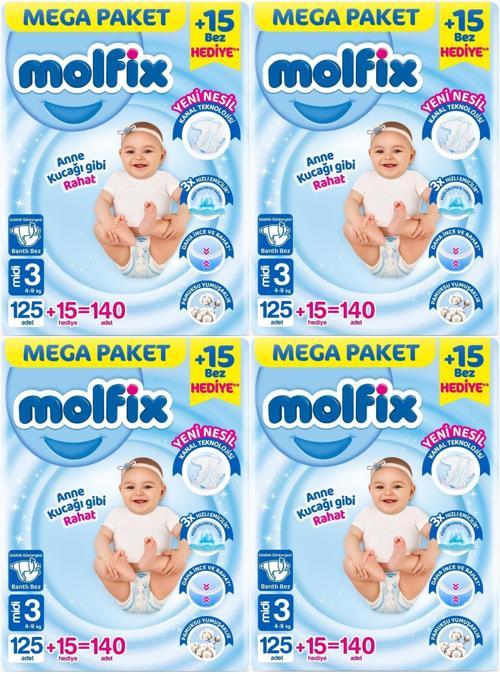 Bebek Bezi Beden:3 (4-9KG) Midi 560 Adet Mega Avantaj Fırsat Pk