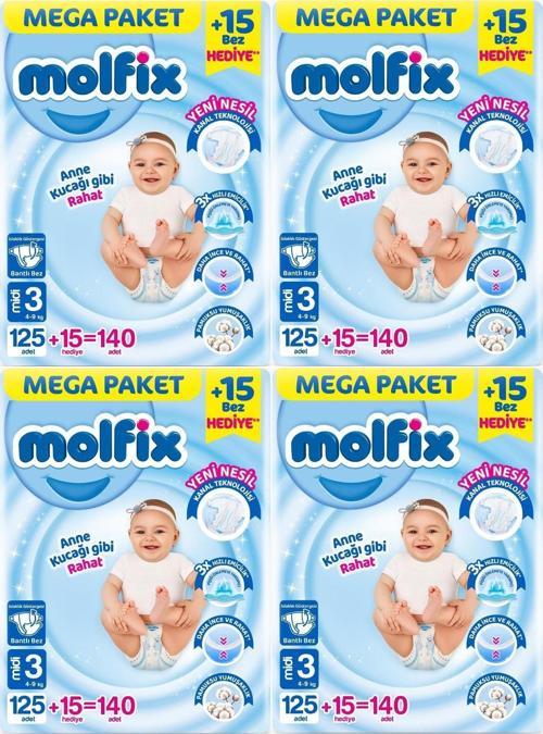 Bebek Bezi Beden:3 (4-9KG) Midi 560 Adet Mega Avantaj Fırsat Pk