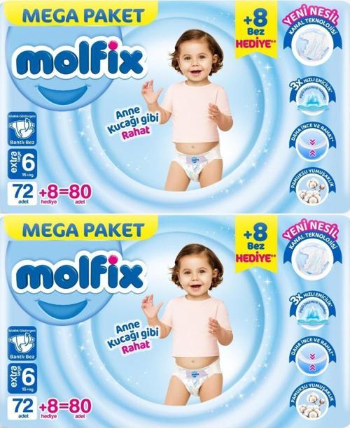 Bebek Bezi Beden:6 (15+KG) Extra Large 160 Adet Mega Ekonomik Fırsat Pk