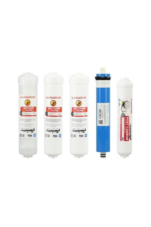 Aquaturk Su Arıtma Cihazı Çubuklu 5'Li Filtre Seti + Dirsekli