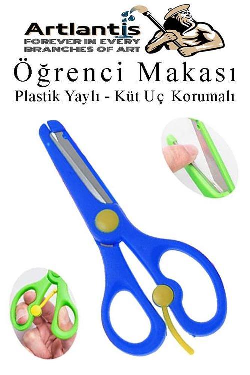 Öğrenci Makası Plastik Yaylı ve Küt Uç Korumalı 1 Adet Okul Makası Çocuk Makası Çocuklar İçin Güvenli Okul Öncesi Anasınıfı Etkinlik