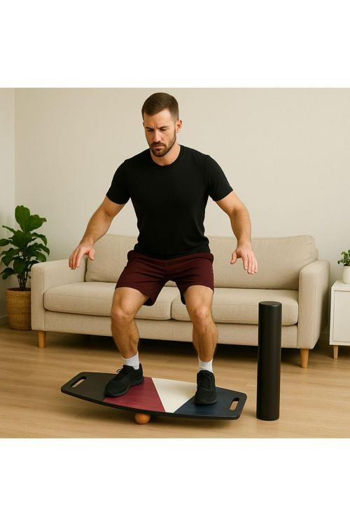 Renkli Denge Tahtası Balance Roller Board Çift Fonksiyonlu Sörf Eğitim Tahtası Kaykay Eğitim Tahtası