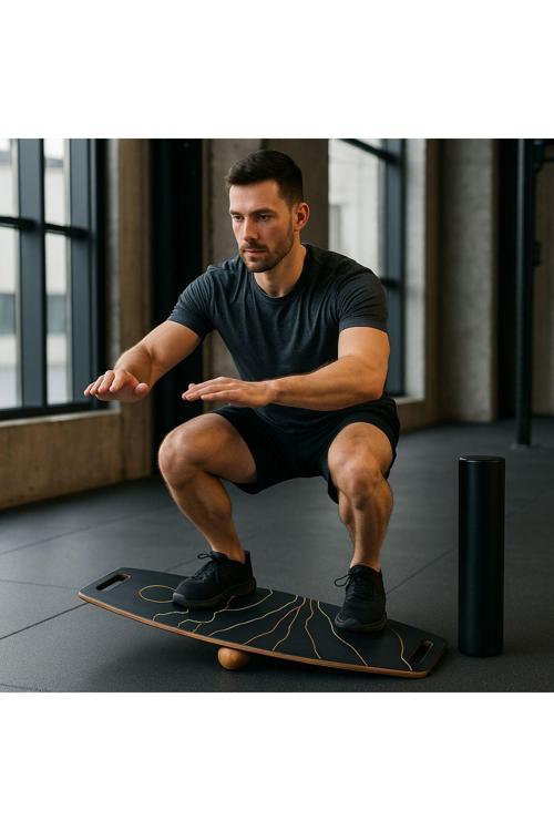 Siyah Denge Tahtası Balance Roller Board Çift Fonksiyonlu Sörf Eğitim Tahtası Kaykay Eğitim Tahtası