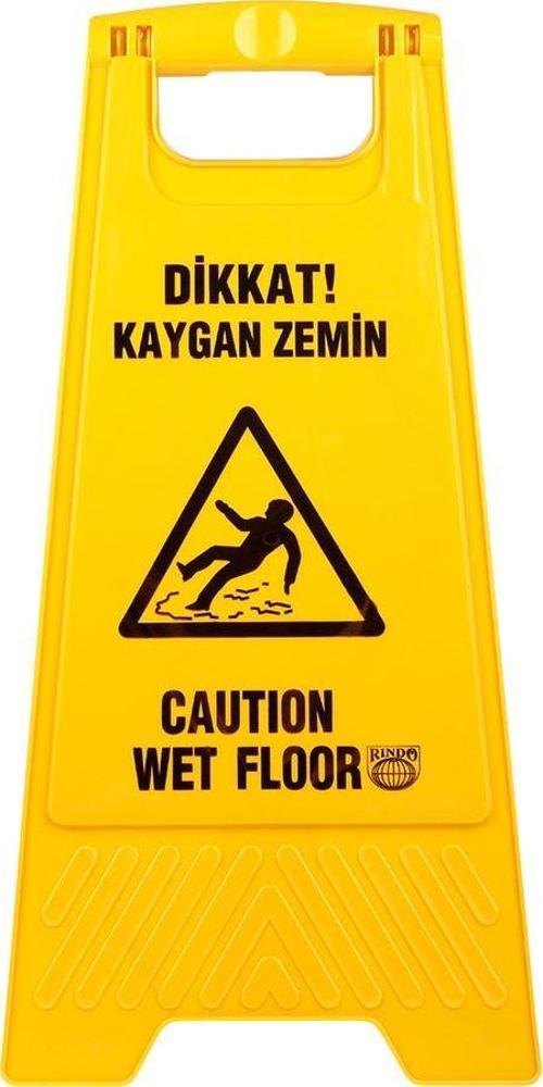İş Güvenliği Dikkat Islak Kaygan Zemin Uyarı ve Yönlendirme Levhası Tabelası -Sarı-33x63 Cm-Kaliteli