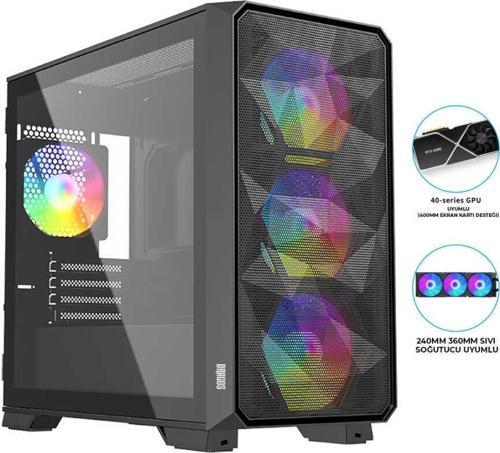 Diamond 4X Argb İnner Fan USB 3.0 600w 80+ Gaming Bilgisayar Kasası