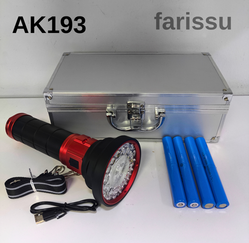 AK193 100W 5000-7000 Lümen Şarjlı Full Metal El Feneri – 16000 mAh Pil Kapasiteli, Metal Çantalı