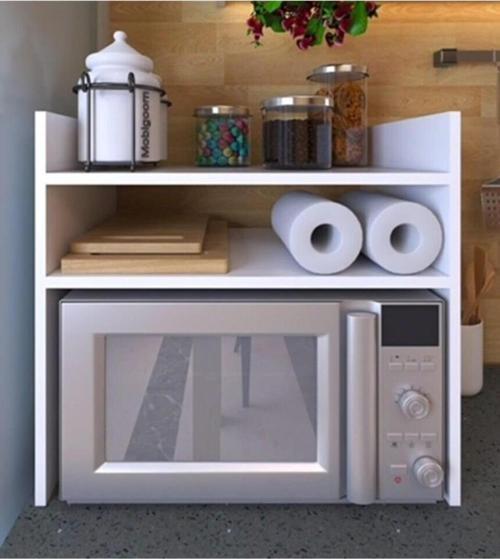 NİFİART Beyaz Tezgah Üstü Raf Fırın,Mıkrodalga Organizer Düzenleyici-Çok Amaçlı Dekoratif Raf MDF