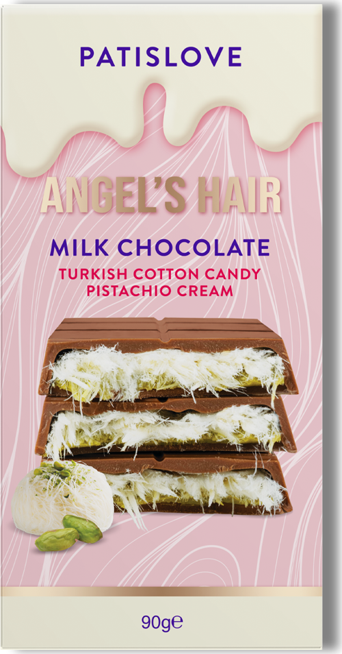 Patislove Antep Fıstığı Kremalı ve Pişmaniye Dolgulu Sütlü Çikolata, 90G