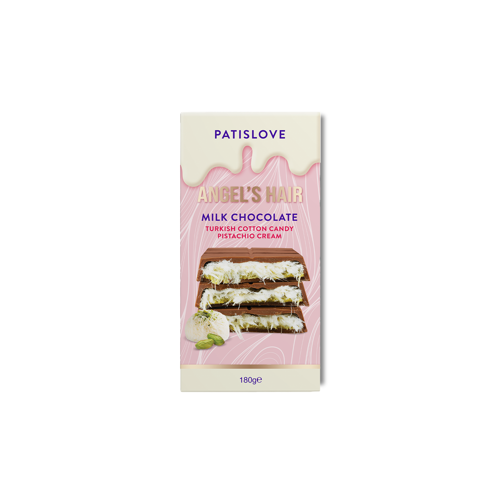 Patislove Antep Fıstığı Kremalı ve Pişmaniye Dolgulu Sütlü Çikolata, 180G