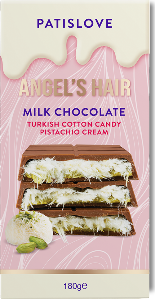 Patislove Antep Fıstığı Kremalı ve Pişmaniye Dolgulu Sütlü Çikolata, 180G