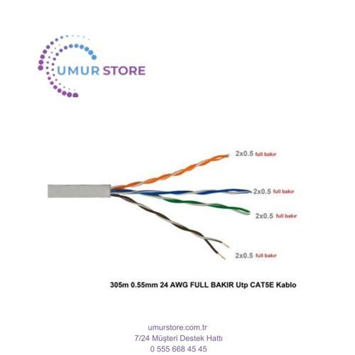 305M 0.5Mm 24 Awg Full Bakır Utp Cat5e Kablo