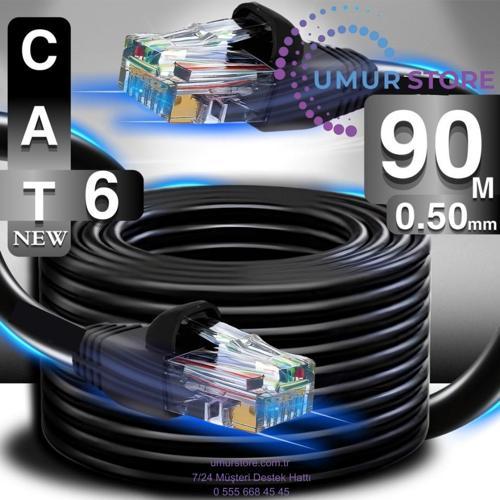 90 Metre Internet Kablosu/0,50mm Utp CAT6 23AWG/ iki Kat Korumalı/iç ve Dış Mekan Uyumlu/ethernet ka