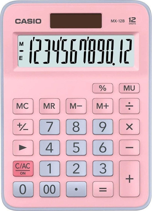Hesap Makinesi Masa Üstü 12 Hane Açık Pembe + Açık Mavi