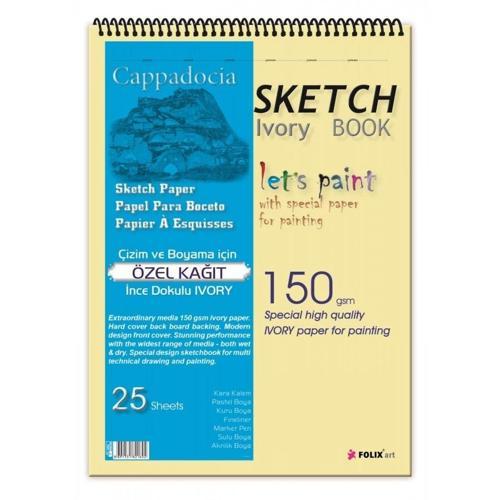 Capadocia Eskiz Defteri Spiralli İvory Kağıt 34,5X49,5Cm 150 Gram FLX-821619