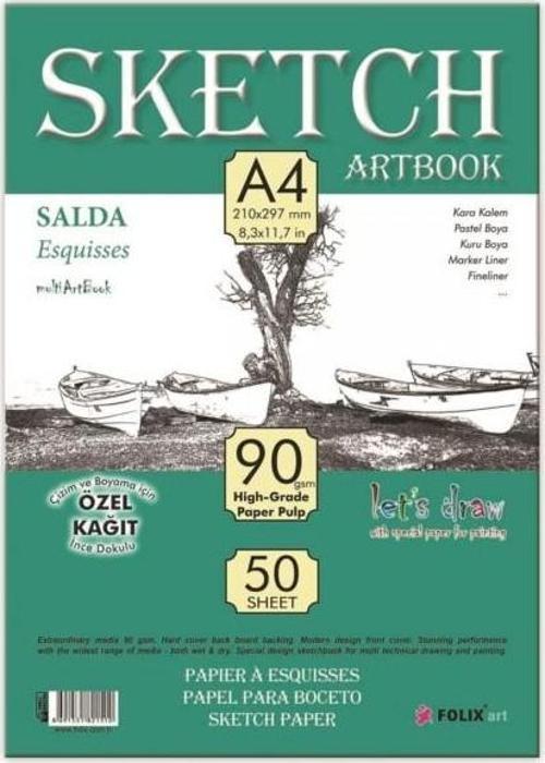 Salda Bloknot Not Defteri Sketch Tutkallı A4 90 Gram 50 Sayfa 821510