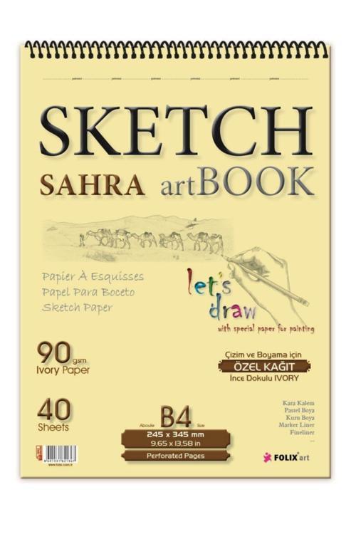 Sahra Spiralli 24,5X34,5Cm Blok. 90 Gr İvory Kağıt Çizim Defteri 821367