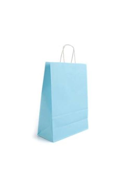 Karton Çanta (Hediye Çantası) 12X32X40 Cm Açık Mavi 90 Gram Beyaz Kraft 30013366 (50 Li Paket)