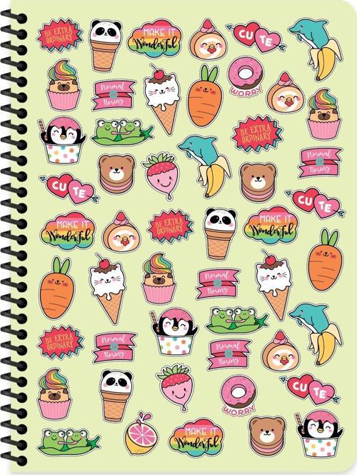 Not Defteri 16,5X22,5 Cm 80 Yaprak Spiralli Kareli Plastik Kapak Sweet 333092-99 (6 Lı Paket)