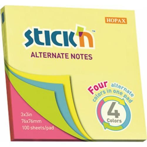 Stickn Yapışkanlı Not Kağıdı Pastel 4 Renk 76X76 Mm 100 Yaprak 21821 (12 Li Paket)