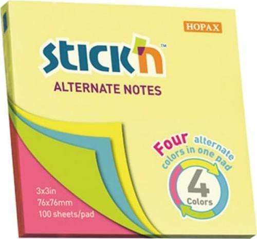 Stickn Yapışkanlı Not Kağıdı Pastel 4 Renk 76X76 Mm 100 Yaprak 21821 (12 Li Paket)